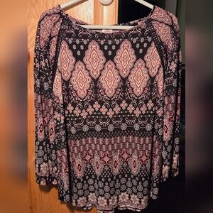 Dress Barn Women's Black and Pink Top 1x